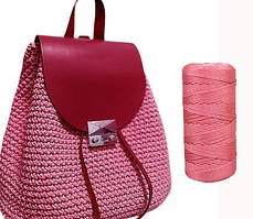 Пряжа нитка для в'язання капелюха, сумок, взуття Ice Silk Крижаний шовк №24 колір рожевий товщина 1,5 мм 100гр