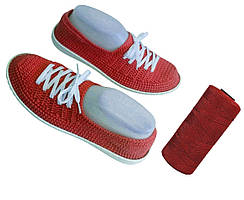 Пряжа нитка для в'язання капелюха, сумок, взуття Ice Silk Крижаний шовк №25 колір червоний темний товщина 1,5 мм 100гр