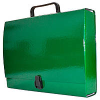 Портфель на замку, 60 мм, А4, картонний, PP-покриття Зелений