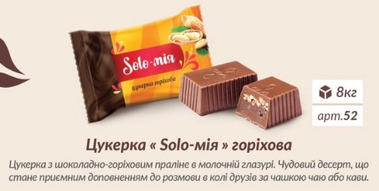 Цукерки Solo-мія горіхова 1 кг. ТМ Театро