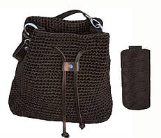 Пряжа нитка для в'язання капелюха, сумок, взуття Ice Silk Крижаний шовк №27 коричнева темна (темна кава) товщина 1,5 мм 100гр