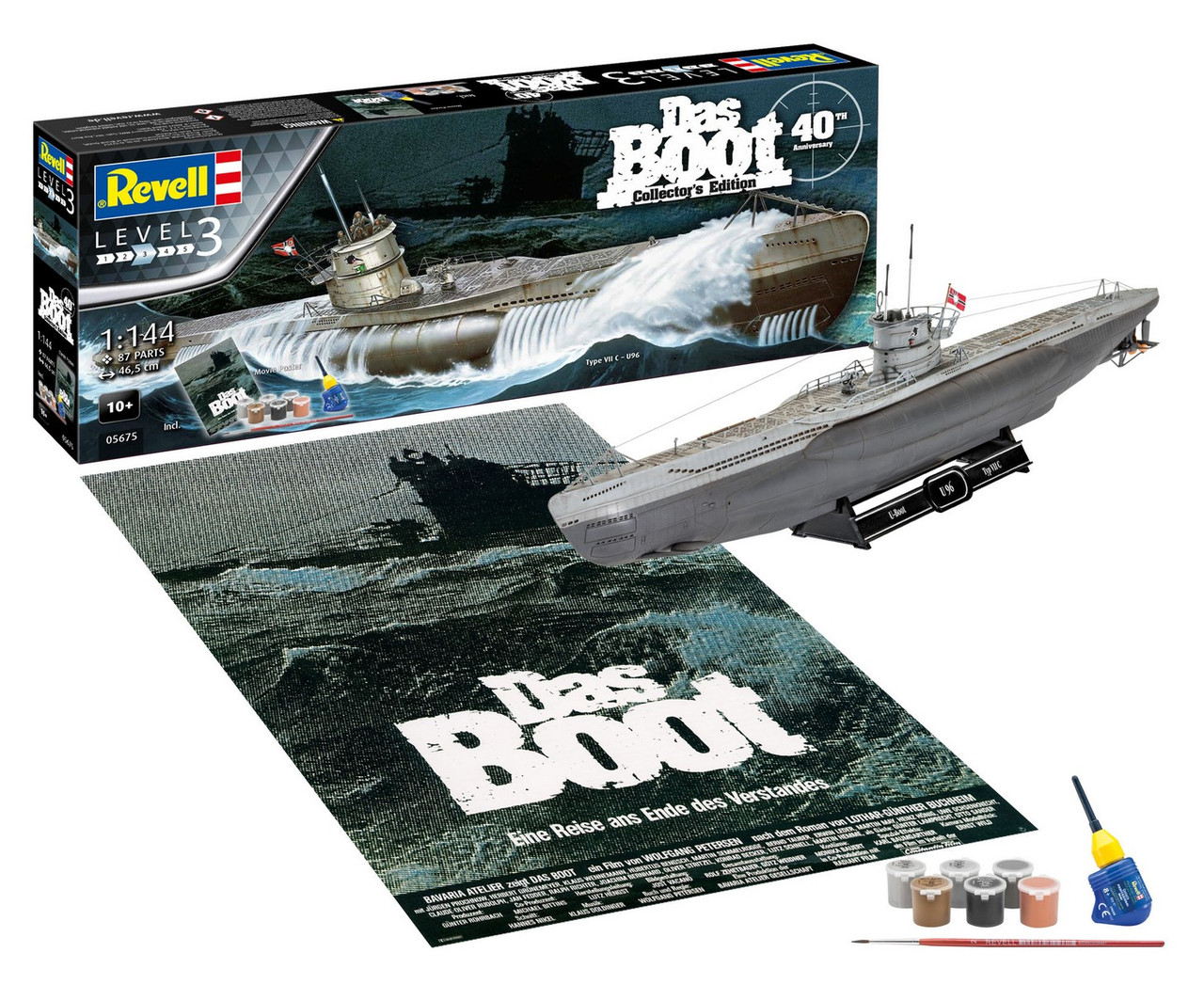 Збірна модель Revell набір Підводний човен U96 (Das Boot) рівень 3 масштаб 1:144 (RVL-05675)