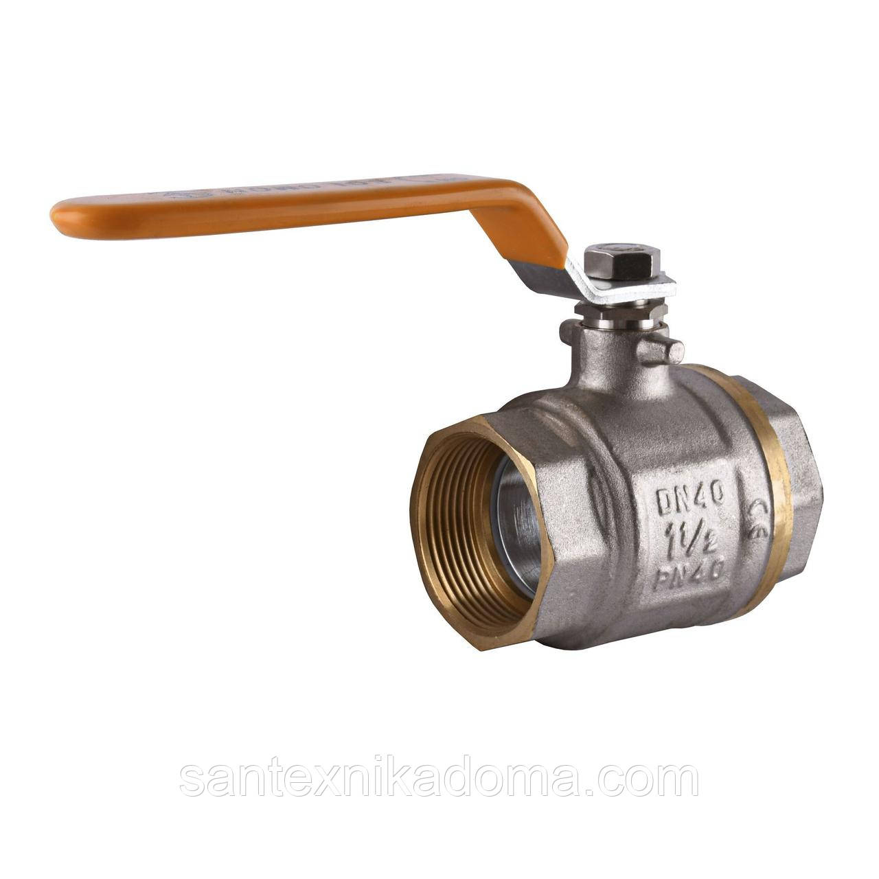 Кран кульовий прямий SOLOMON 1 1/2″ ВВ важіль жовтого кольору PN40 В1001