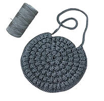 Пряжа нитка для в'язання капелюха, сумок, взуття Ice Silk Крижаний шовк №32 колір сірий товщина 1,5 мм 100 гр