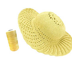 Пряжа нитка для в'язання капелюха, сумок, взуття Ice Silk Крижаний шовк №33 колір світло-жовтий товщина 1,5мм 100 гр