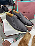Чоловічі туфлі Loro Piana Open Walk лофери з натуральної шкіри коричневого кольору з хутряною устілкою, фото 9