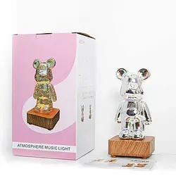 Світильник LED 3D Bearbrick світлодіодний  нічник Ведмедик 19 см USB живлення з кнопками перемикання кольорів