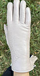 Білі шкіряні рукавички на хутрі, фото 4