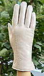 Білі шкіряні рукавички на хутрі, фото 3
