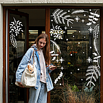 Набір новорічних наклейок Зимові гілки листя сніжинки Happy Pocket Лист 97х25 см Набір 14 шт. матова Білий