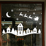 Новорічні наклейки Снігові будиночки з димарями Санта Олені декор вікон Happy Pocket Набір S матова Білий