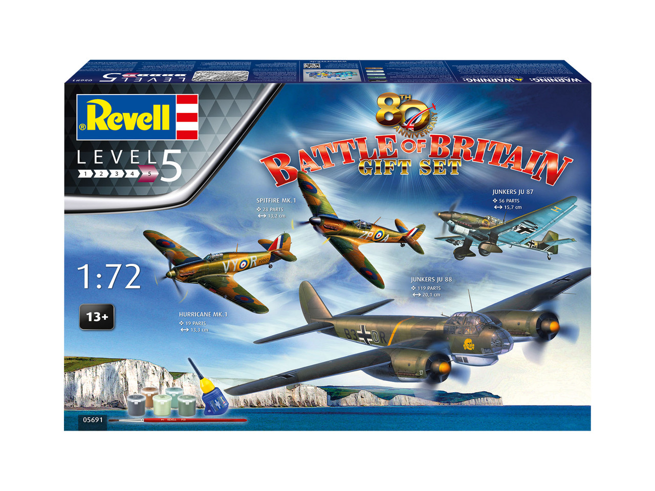 Збірна модель Revell набір на честь 80-річчя Битви за Британію 4 літаки рівень 5 масштаб 1:72 (RVL-05691)