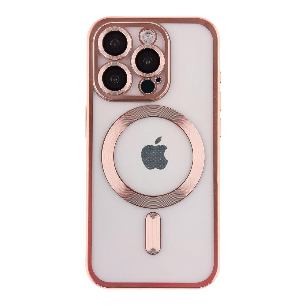 Чехол TPU Metallic Chrome Full Camera with Magsafe для iPhone 14 Pro Цвет Chrome Rose, фото 1
