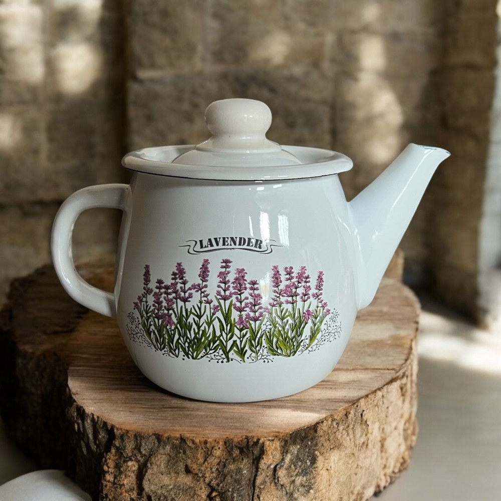 Чайник емальований 1л Лаванда біла 2707/2 Idilia