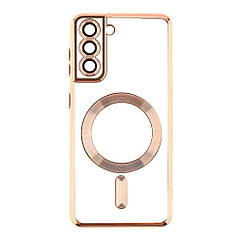 Чехол TPU Metallic Full Camera with Magsafe для Samsung Galaxy S21 5G (G991) Цвет Rose Gold
