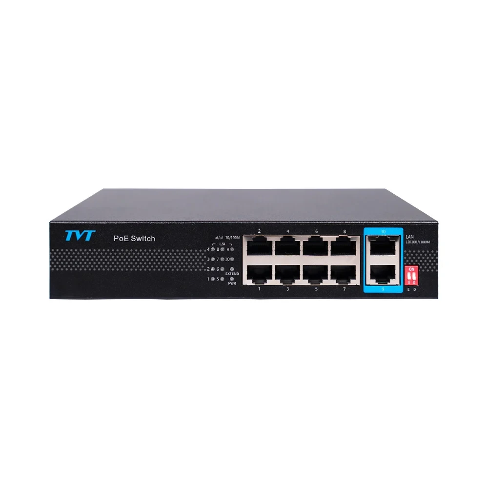 PoE-комутатор 10-портовий TVT TD-B2208S1-PGU з 8 портами PoE (77-00383)