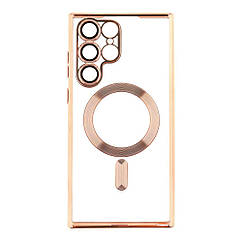 Чехол TPU Metallic Full Camera with Magsafe для Samsung Galaxy S22 Ultra 5G (S908) Цвет Rose Gold