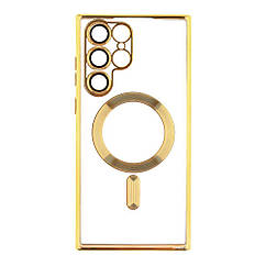 Чохол TPU Metallic Full Camera with Magsafe для Samsung Galaxy S22 Ultra 5G (S908) Колір Gold