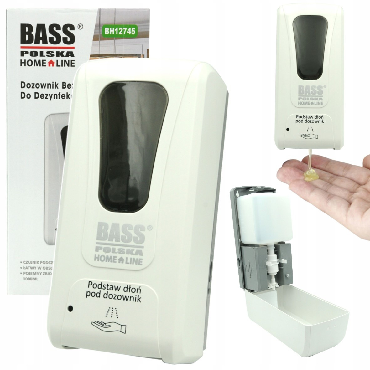 Автоматичний безконтактний дозатор для рідкого мила Bass Polska BH 12745 Диспенсер сенсорний для ванної кімнати