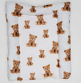 Сповивальний матрац на дитячий комод пеленатор з бортами синтепон знімний 70*55 см BST Бежевий ведмедик