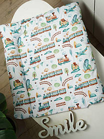 Сповивальний матрац на дитячий комод пеленатор з бортами синтепон знімний 70*55 см BST біло-зелений