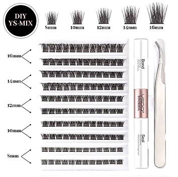 Набір кластерів для вій із водонепроникною міцною фіксацією. Набір для нарощування вій своїми руками.