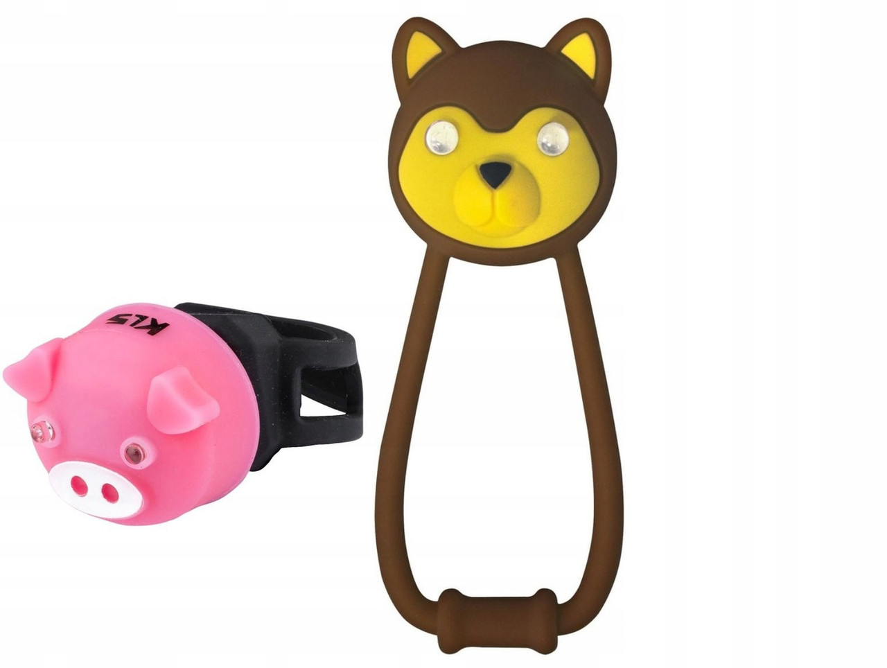 Фонарик на велосипед ліхтарик фара KLS Animal набір brown/pink