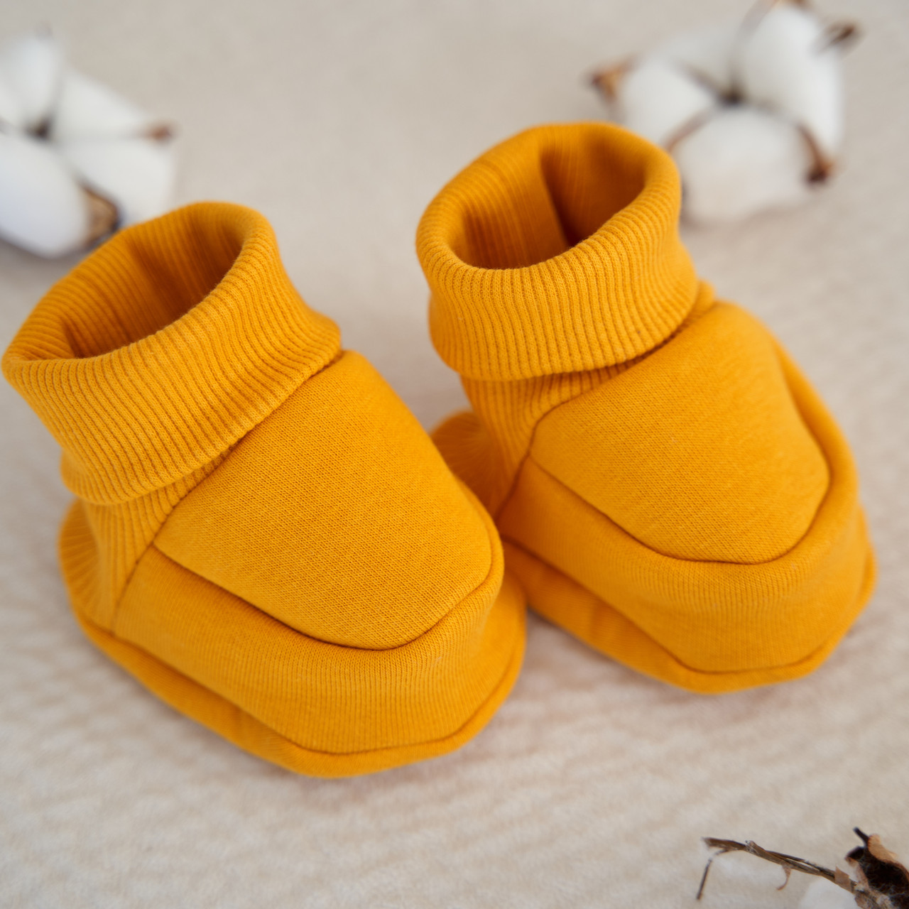 Теплі дитячі пінетки для малюків 0 - 6 місяців Kid's Fantasy гірчичний, фото 1