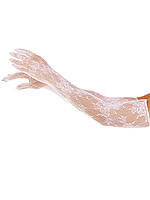 Перчатки Leg Avenue Lace Opera Length Gloves, One Size, белые, выше локтя, сетка с цветочным узором (секс-белье)