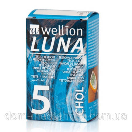 Тест-смужки Wellion Luna Chol Duo / Trio для тестування рівня холестерину в крові, 5 штук, фото 1