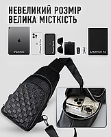 Чоловіча шкіряна сумка-слінг на одне плече TidinBag TM-22651 чорна, фото 8
