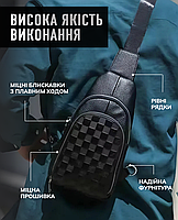 Чоловіча шкіряна сумка-слінг на одне плече TidinBag TM-22651 чорна, фото 6