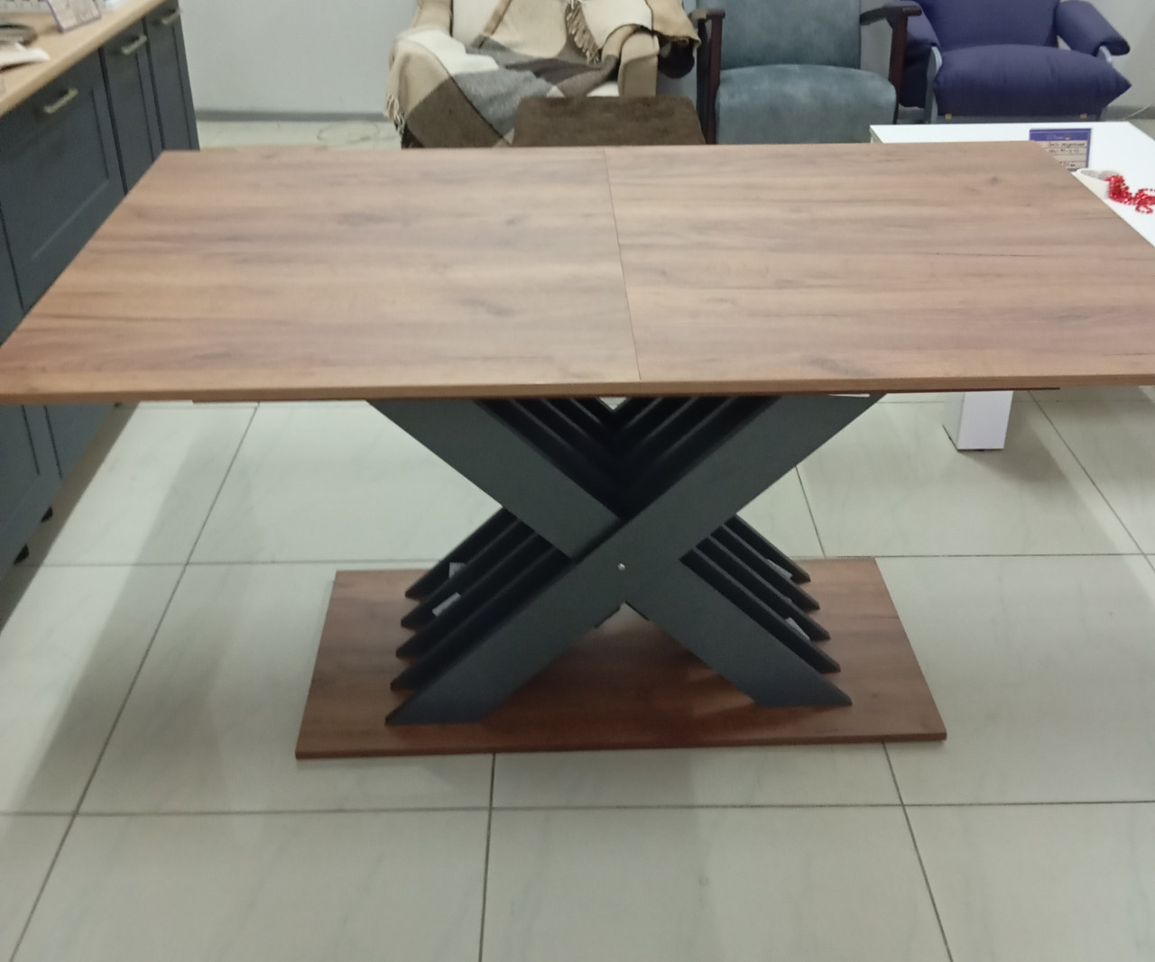 Стіл обідній розкладний, колір: дуб крафт золотий/антрацит