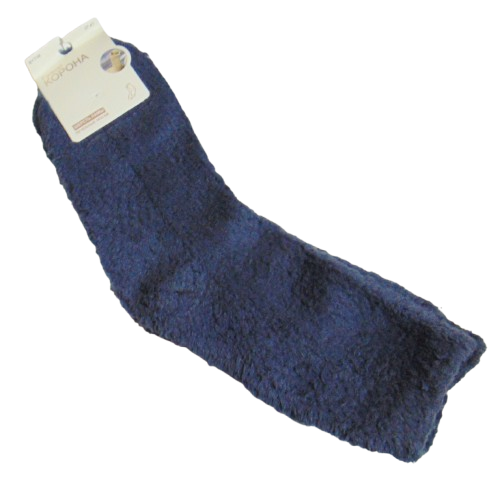 Плюшеві шкарпетки з овечою вовною та вовною лами Корона 37-41 сині 738, фото 1