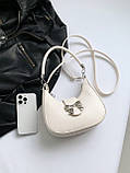 Жіноча сумка 8120 багет біла молочна, фото 4