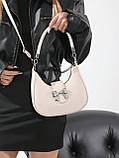 Жіноча сумка 8120 багет біла молочна, фото 5