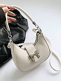 Жіноча сумка 8120 багет біла молочна, фото 2