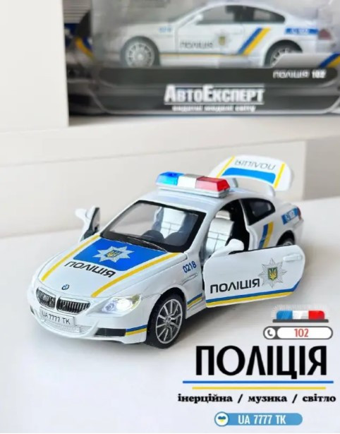 Інерційна металева машинка ТК 7777 поліція колекційна модель з звуком і світлом