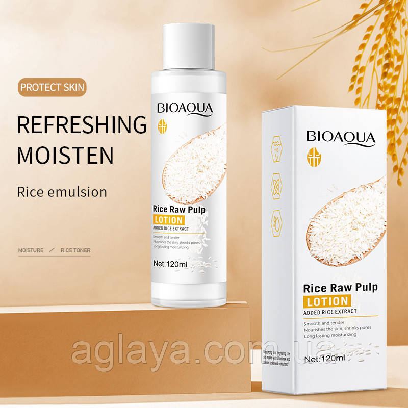 Лосьйон тонер для обличчя з екстрактом рису Bioaqua Rice Raw Pulp Lotion 120 мл