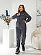 Теплый женский флисовый спортивный костюм больших размеров , кофта на молнии и штаны с манжетом 48-62 графит - фото 2 - id-p2393252434