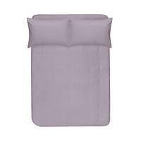 Простирадло на резинці з наволочками сатин premium Lotus Home - Leona бузковий 160*200+50*70 (2)