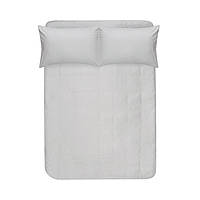 Простирадло на резинці з наволочками сатин premium Lotus Home - Leona світло-сірий 160*200+50*70 (2)