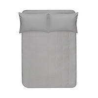 Простирадло на резинці з наволочками сатин premium Lotus Home - Leona сірий 160*200+50*70 (2)