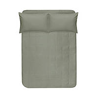 Простирадло на резинці з наволочками сатин premium Lotus Home - Leona оливковий 160*200+50*70 (2)