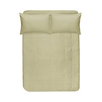 Простирадло на резинці з наволочками сатин premium Lotus Home - Leona жовто-фісташковий 160*200+50*70 (2)