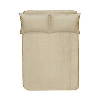 Простирадло на резинці з наволочками сатин premium Lotus Home - Leona бежевий 180*200+50*70 (2)