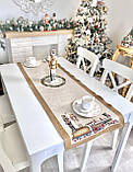Доріжка раннер на стіл Новорічна 37x100 см., гобелен, фото 3