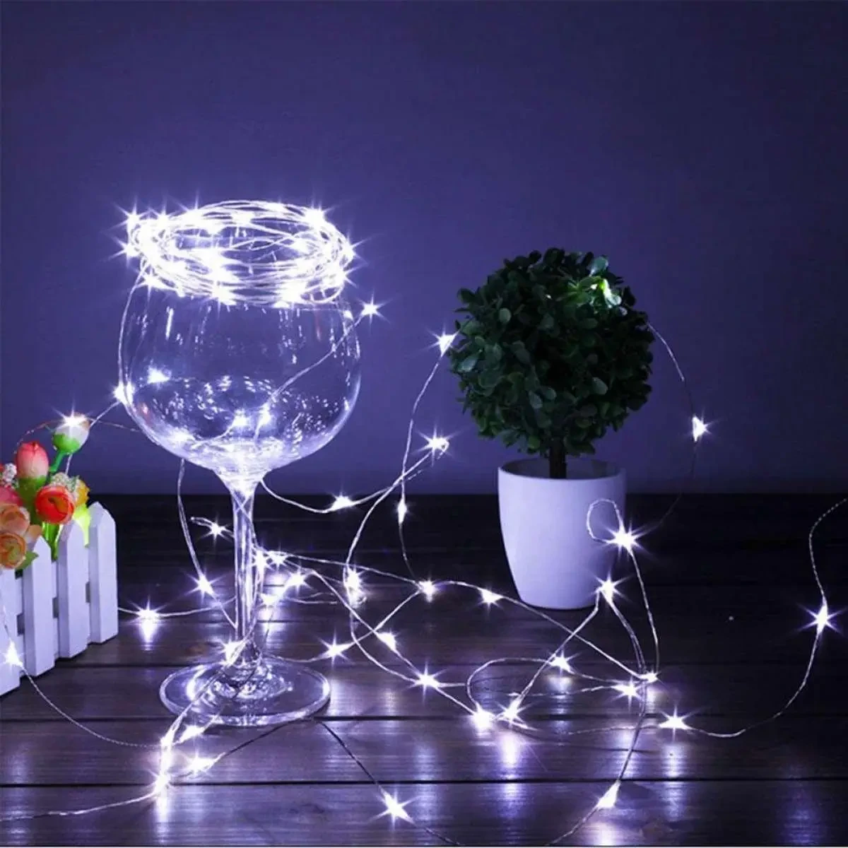 Гірлянда 30 Led 3 метра Battery box на мідному дроті (Крапля роси) W WHITE Xmas Працює від батарейок білий колір SV227