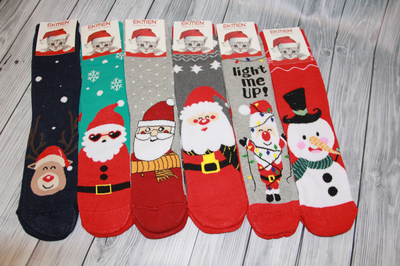 Жіночі шкарпетки махрові високі новорічні EKMEN   м-4, фото 1