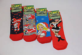 Жіночі шкарпетки махрові середні новорічні МОNTEBELLO асорті